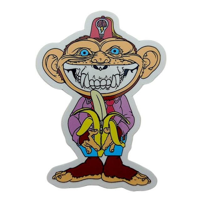 Ron English Monkey Shriner Grin Sticker