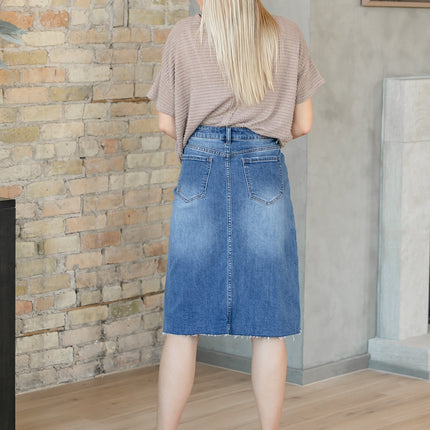 Rylin Raw Hem Midi Skirt