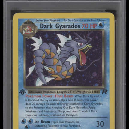 Dark Gyarados-Holo 2000 Pokemon Rocket #8 1st Edition PSA 8