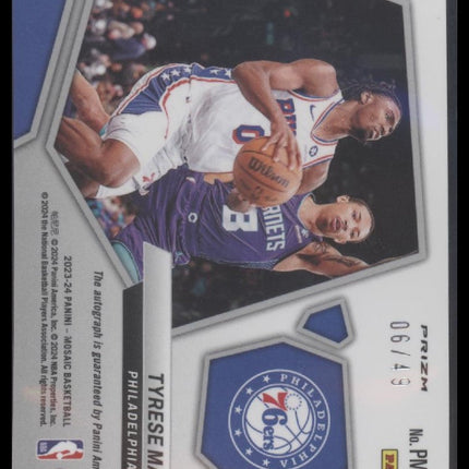 Tyrese Maxey 2023-24 Panini Mosaic Pictographs Mosaic Blue #/49