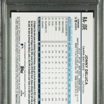 2024 Topps Chrome Rookie Auto Jonny Deluca Rookie Auto-Gold Wave-PSA 9