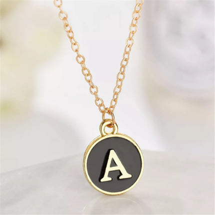 Black/Gold Initial Circle Necklace