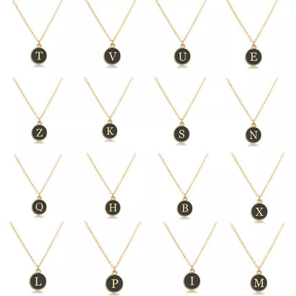 Black/Gold Initial Circle Necklace