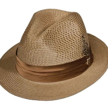 Stacy Adams Dublin- Milan Straw Fedora Hat