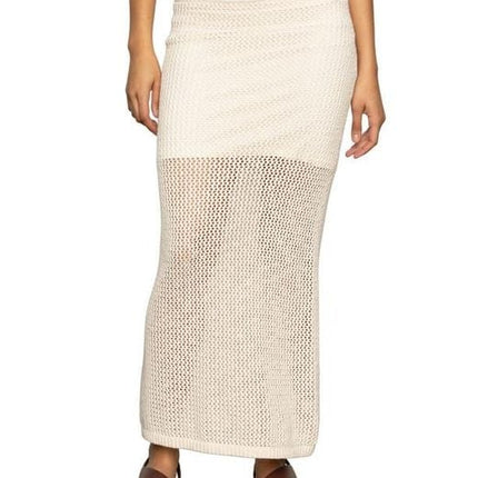Open Stitch Cotton Knit Maxi Skirt