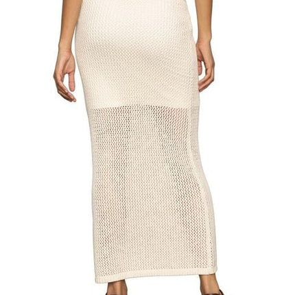 Open Stitch Cotton Knit Maxi Skirt