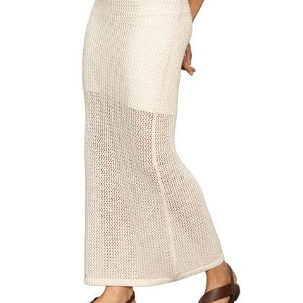 Open Stitch Cotton Knit Maxi Skirt