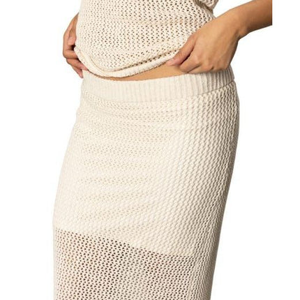 Open Stitch Cotton Knit Maxi Skirt