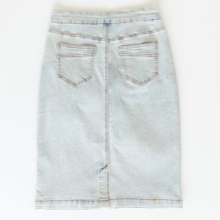Sandra Light Wash Denim Midi Skirt