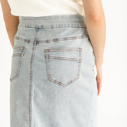 Sandra Light Wash Denim Midi Skirt