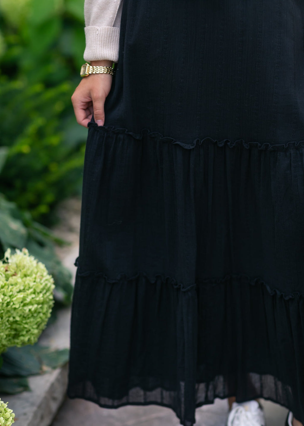 Serena Black Cotton Gauze Maxi Skirt