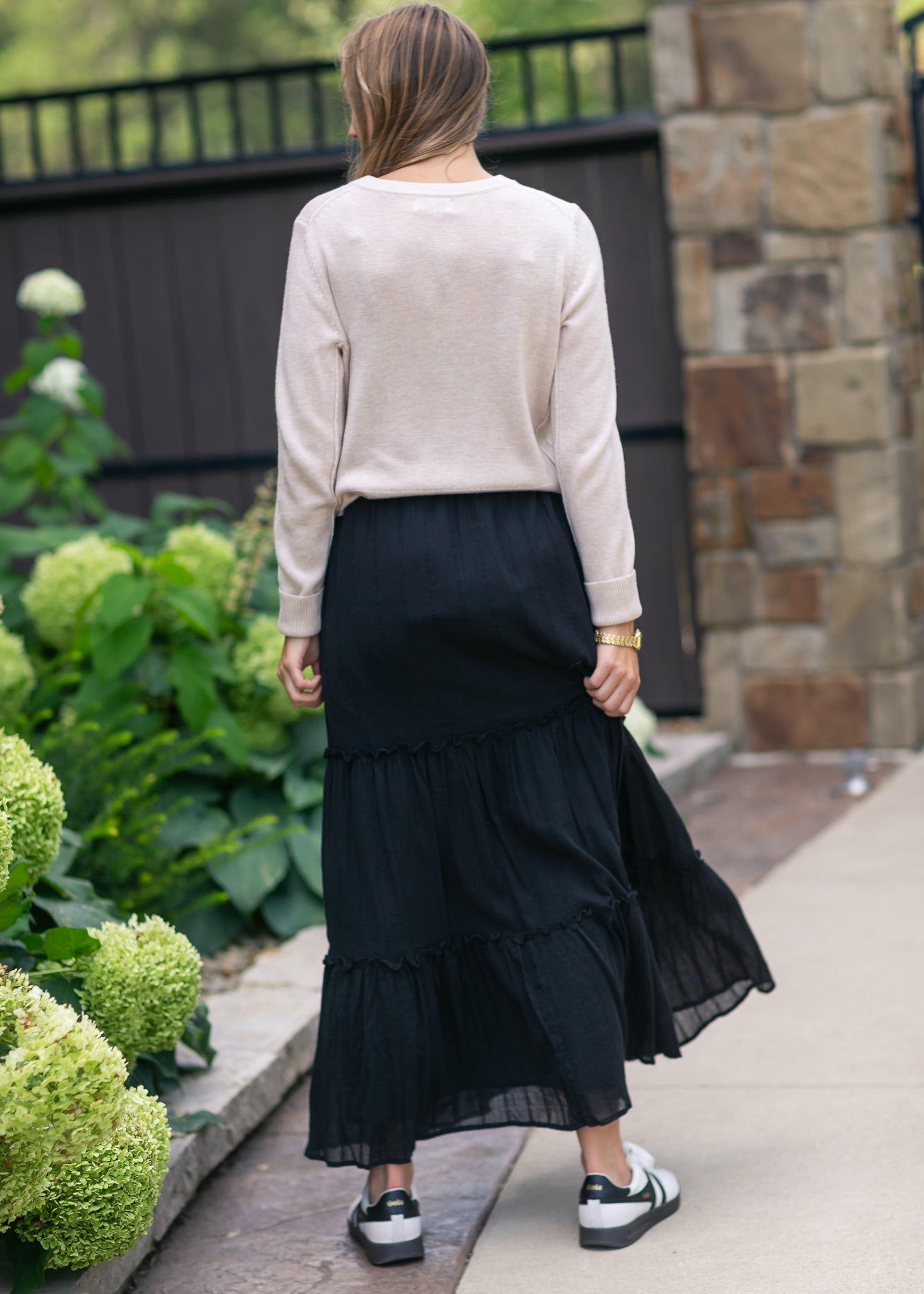 Serena Black Cotton Gauze Maxi Skirt