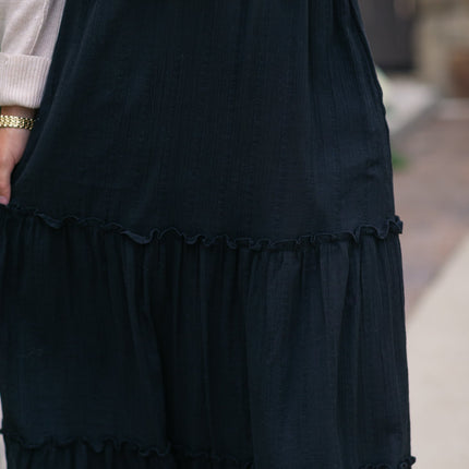 Serena Black Cotton Gauze Maxi Skirt
