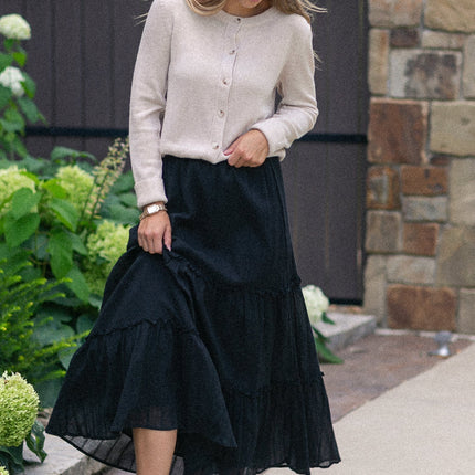 Serena Black Cotton Gauze Maxi Skirt