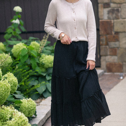 Serena Black Cotton Gauze Maxi Skirt