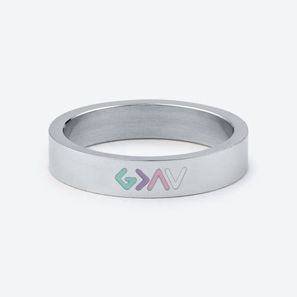 Silver Enamel Highs and Lows Ring