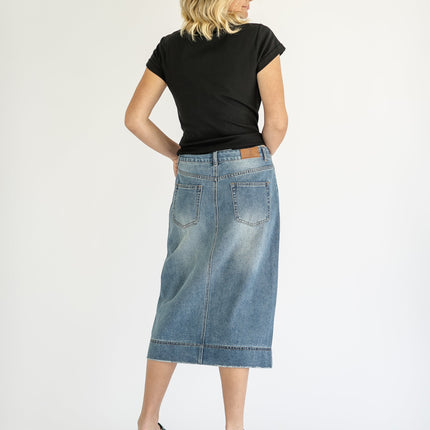 Skylar Button Front Midi Skirt