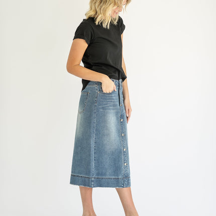 Skylar Button Front Midi Skirt