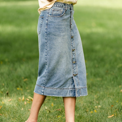 Skylar Button Front Midi Skirt