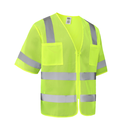 Kiwi High Visibility ANSI/ISEA 107-2020, Type R, Class 3 Dual Band Neon Short Sleeve Safety Vest [72200]