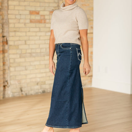 Stella Dark Wash Maxi Denim Skirt