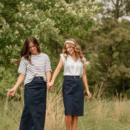 Stella Navy Maxi Denim Skirt
