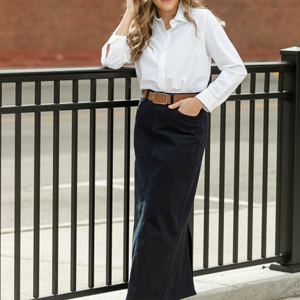 Stella Navy Maxi Denim Skirt