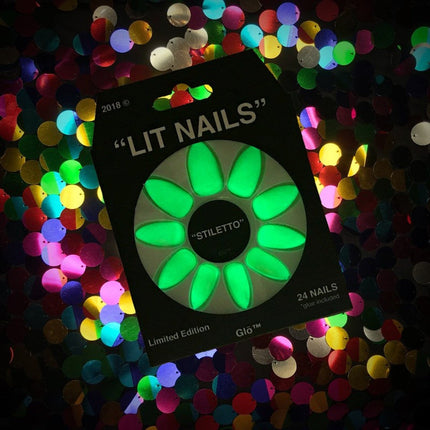 Stiletto Glow-in-the-Dark Neon Yellow Nails – Press-On Acrylic Nails for Raves, Parties & Bold Glam