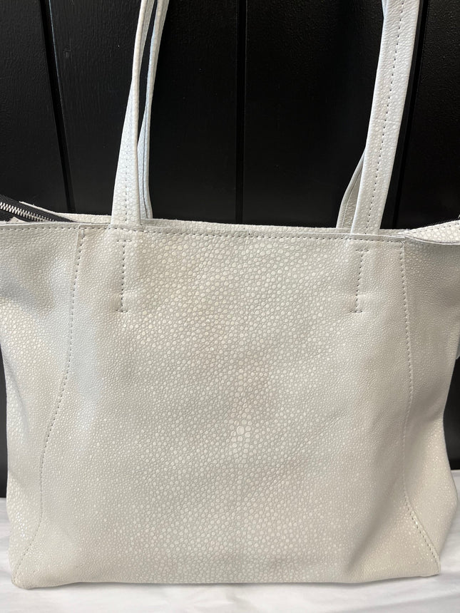 White Leather Tote Bag-REDUCED