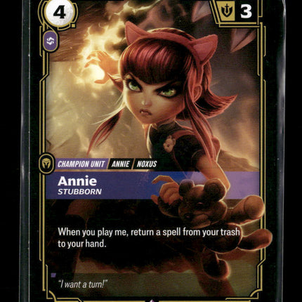 Annie - Stubborn #010/024 Rare - Riftbound Origins TCG