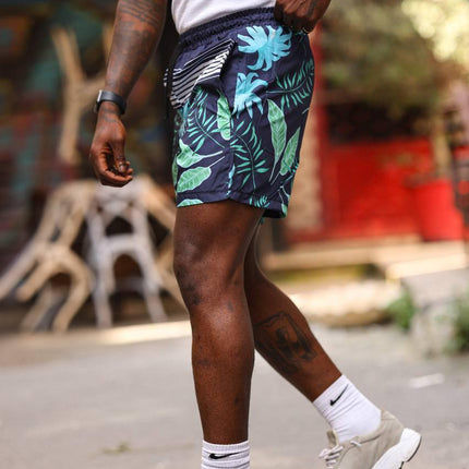 Oceanic Bloom Quick-Dry Men's Shorts – Tropical Print Performance for Summer Days