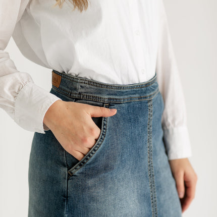 Sutton Side Zip A-line Denim Maxi Skirt - FINAL SALE
