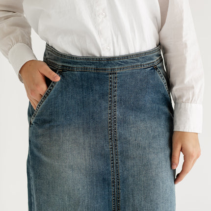 Sutton Side Zip A-line Denim Maxi Skirt - FINAL SALE