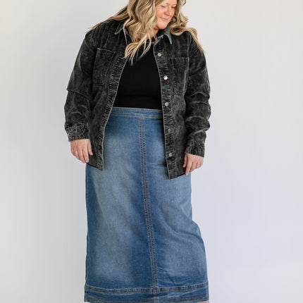 Sutton Side Zip A-line Denim Maxi Skirt - FINAL SALE