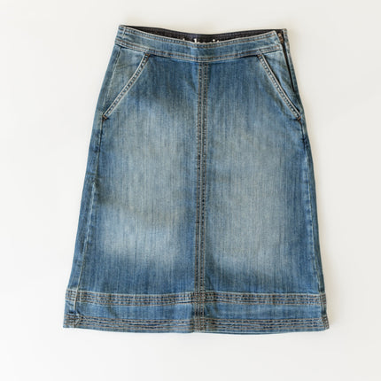 Sutton Side Zip A-line Denim Midi Skirt - FINAL SALE