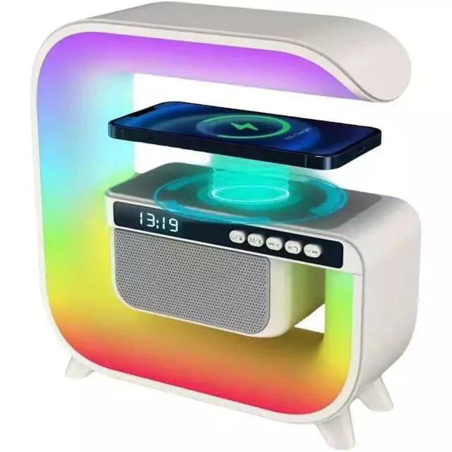 Table Lamp with Wireless Charger, Ambient Lighting with Bluetooth Speakers