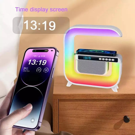 Table Lamp with Wireless Charger, Ambient Lighting with Bluetooth Speakers
