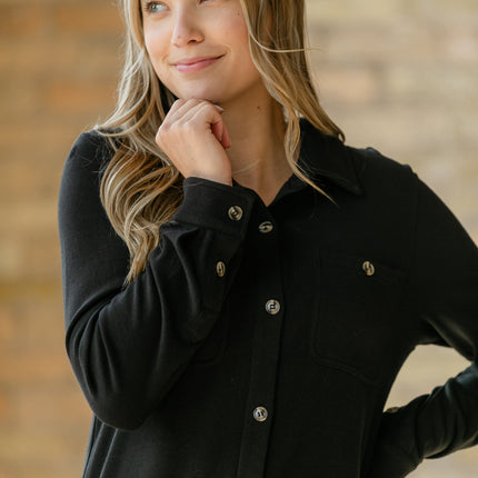 Teagan Black Ultra Soft Shirt Dress