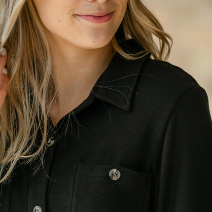 Teagan Black Ultra Soft Shirt Dress