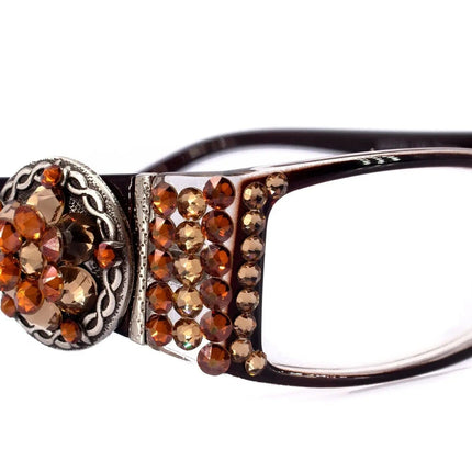 The Medallion, (Bling) Reading Glasses for Women W (Light Colorado, Cooper) Genuine European Crystals Western Concho NY Fifth Avenue