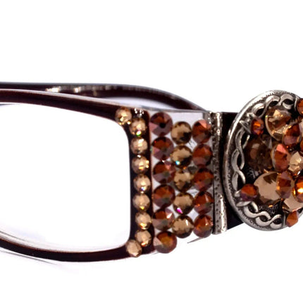 The Medallion, (Bling) Reading Glasses for Women W (Light Colorado, Cooper) Genuine European Crystals Western Concho NY Fifth Avenue