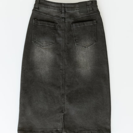 Tiffany Black Denim Midi Skirt