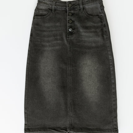Tiffany Black Denim Midi Skirt