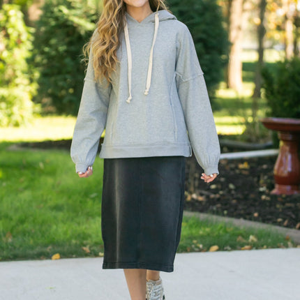 Tiffany Black Denim Midi Skirt