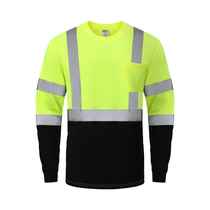 Kiwi High Visibility ANSI/ISEA 107-2020, Type R, Class 3 Two Tone Neon Long Sleeve Safety Shirt [73100]