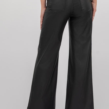 Black Wide-Leg Coated Denim by Kut from the Kloth