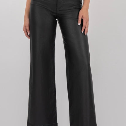 Black Wide-Leg Coated Denim by Kut from the Kloth