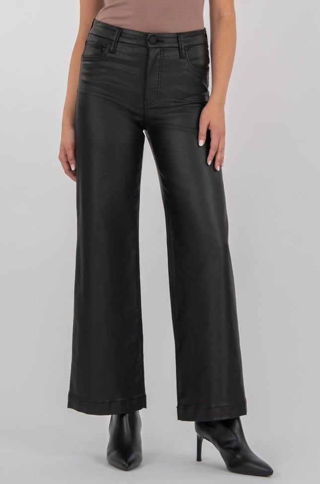 Black Wide-Leg Coated Denim by Kut from the Kloth