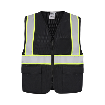 Kiwi High Visibility ANSI/ISEA 107-2020 Reflector Contrast Trimmed Black Safety Vest [70200]