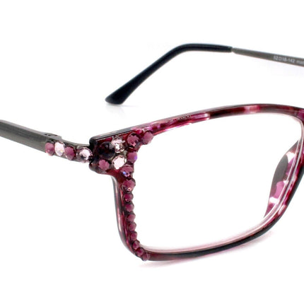 Vienna, (Bling) Women Reading Glasses W (Light Amethyst, Amethyst) +1.25 +3 (Tortoise Shell + Purple) NY Fifth Avenue
